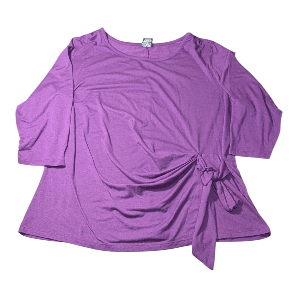 George Lavender Women's 3/4-Sleeve Top Stylish Side-Tie Knot Size 3XL 22w 24w